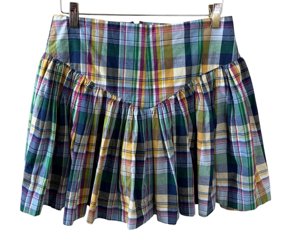 Anthropologie Maeve Basque Plaid Mini Skirt Skort Size XS Built in Shorts Preppy